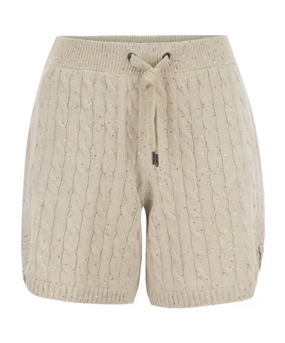 BRUNELLO CUCINELLI BRUNELLO CUCINELLI SEQUIN EMBELLISHED KNIT SHORTS