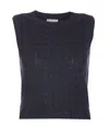 BRUNELLO CUCINELLI SEQUIN EMBELLISHED CABLE-KNITTED TOP
