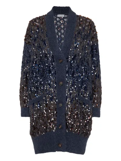 Brunello Cucinelli Cardigan Mit Pailletten In Blue