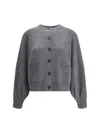 Brunello Cucinelli Sequin Embellished Cardigan In Gray