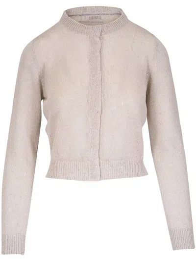 Brunello Cucinelli Cardigan Mit Pailletten In Nude