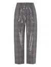 Brunello Cucinelli Sequin-embellished Check-pattern Trousers In Gray