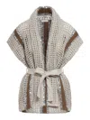 BRUNELLO CUCINELLI BRUNELLO CUCINELLI SEQUIN EMBELLISHED CHUNKY KNITTED GILET