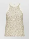 Brunello Cucinelli Sequin Embellished Cotton Crew Neck Top