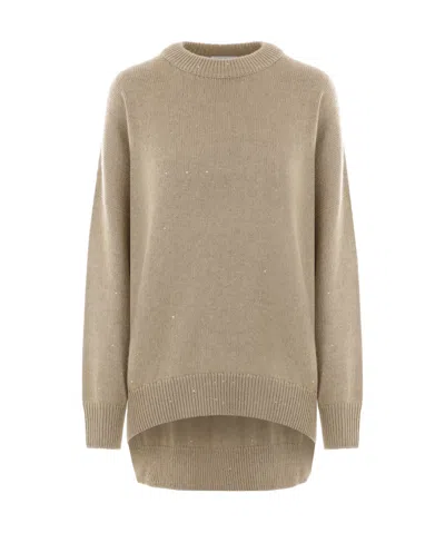BRUNELLO CUCINELLI BRUNELLO CUCINELLI SEQUIN-EMBELLISHED CREWNECK KNITTED JUMPER