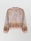 Brunello Cucinelli Sequin Embellished Crew Neck Sweater In Brown