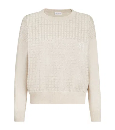Brunello Cucinelli Sequin-embellished Crew-neck Sweater In Neutral