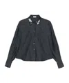 Brunello Cucinelli Sequin-embellished Denim Shirt In Black