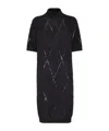 Brunello Cucinelli Black Sequin Mock Neck Dress In Black