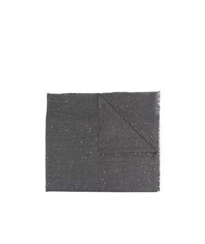 BRUNELLO CUCINELLI BRUNELLO CUCINELLI SEQUIN-EMBELLISHED FRAYED SCARF