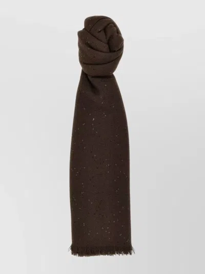 Brunello Cucinelli Sequin Embellished Fringed Scarf In Burgundy