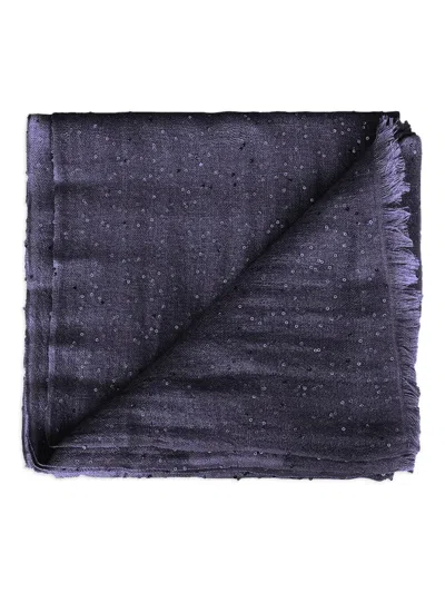 Brunello Cucinelli Sequin-embellished Fringed Scarf In Blue
