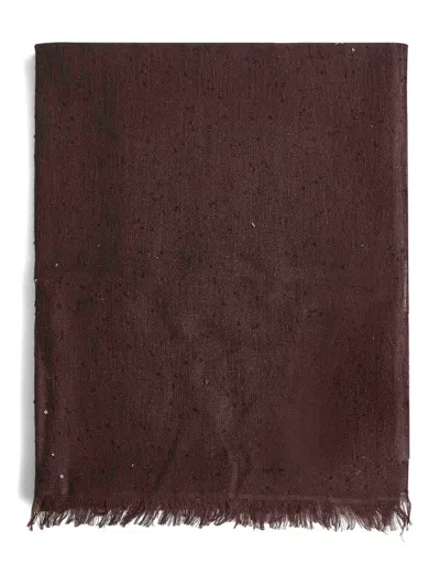 Brunello Cucinelli Sequin-embellished Fringed Scarf In Brown