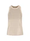 Brunello Cucinelli Sequined Round Neck Ribbed Cotton Tank In Brown