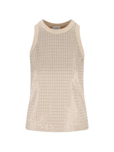 BRUNELLO CUCINELLI SEQUIN-EMBELLISHED GRID TOP