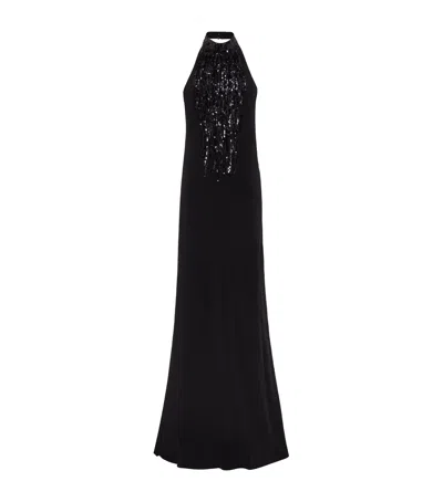 Brunello Cucinelli Sequin-embellished Halterneck Dress In Black
