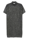 Brunello Cucinelli Sequin-embellished High-neck Dress In Black