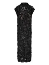 Brunello Cucinelli Sequin-embellished High-neck Dress In Black