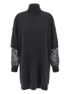 Brunello Cucinelli Sequin-embellished High-neck Mini Dress In Blue