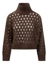 Brunello Cucinelli Sequin-embellished High-neck Sweater In Brown