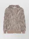 Brunello Cucinelli Pailette Wool-cashmere Net Balloon-sleeve Zip Hoodie In Neutral