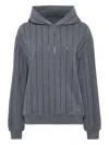 Brunello Cucinelli Cotton Sequin-stripe Hoodie In Gray