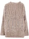 Brunello Cucinelli Sequin-embellished Jumper In Neutrals