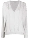 Brunello Cucinelli Sequin Embellished Jumper In White