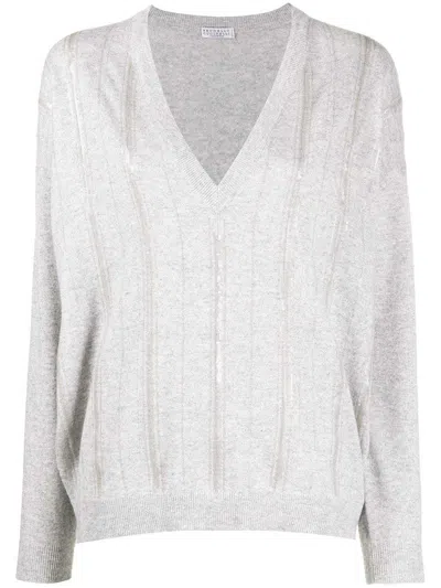 Brunello Cucinelli Sequin Embellished Jumper In Grey