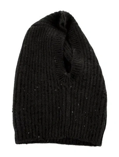 Pre-owned Brunello Cucinelli Sequin Embellished Knit Hat W/tags In Gray