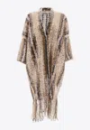 Brunello Cucinelli Open-knit Brown Knitwear With Fringe Detailing In Brown