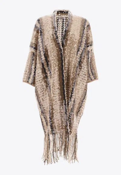 Brunello Cucinelli Sequin Embellished Knitted Cardigan In Gold