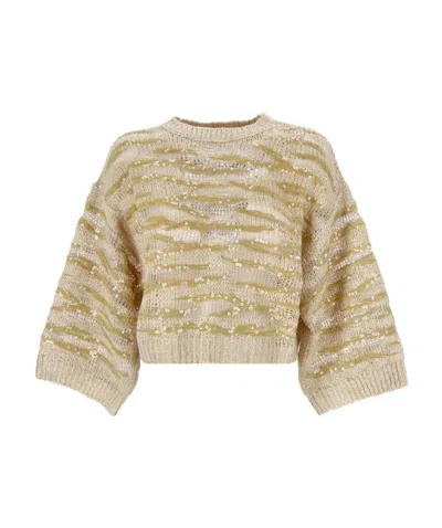 BRUNELLO CUCINELLI BRUNELLO CUCINELLI SEQUIN EMBELLISHED KNITTED JUMPER