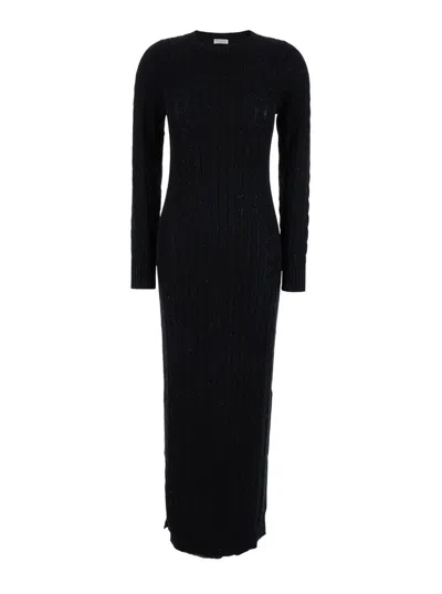 Brunello Cucinelli Sequin Embellished Knitted Dress In Black