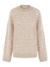 Brunello Cucinelli Sequin-embellished Knitted Jumper In Pink