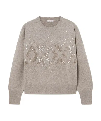 BRUNELLO CUCINELLI SEQUIN-EMBELLISHED KNITTED JUMPER