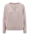 Brunello Cucinelli Cable-knit Sweater In Nude