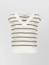 Brunello Cucinelli Sequin Embellished Linen Crewneck Knitwear In White