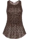 Brunello Cucinelli Sequin-embellished Mesh Top In Brown