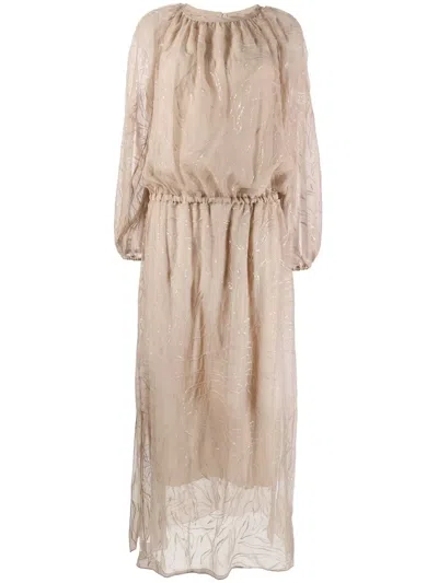 Brunello Cucinelli Midikleid Mit Pailletten In Brown