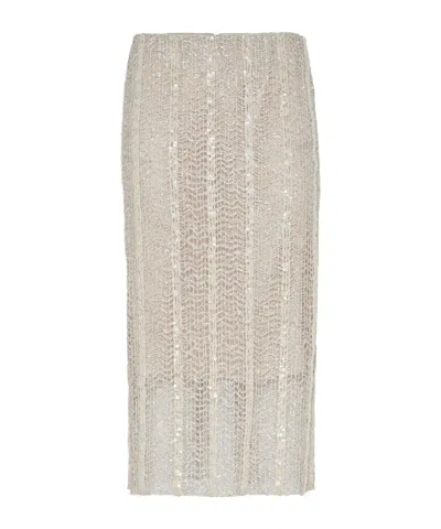 Brunello Cucinelli Sequin-embellished Midi Skirt In Neutral