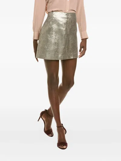 Brunello Cucinelli Sequin-embellished Mini Skirt In Gold