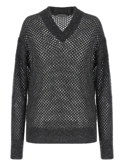 BRUNELLO CUCINELLI SEQUIN-EMBELLISHED NET SWEATER