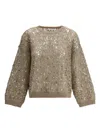 Brunello Cucinelli Sequined Sweater In Nude