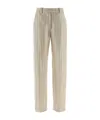 Brunello Cucinelli Herringbone Trousers With Straight Leg And Pockets In Neutral