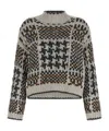 Brunello Cucinelli Chunky Knit Crew Neck Long Sleeve Sweater In Gray
