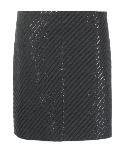 Brunello Cucinelli Sequin Embellished Quilted Mini Skirt In Blue