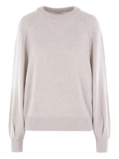 Brunello Cucinelli Sequin-embellished Raglan-sleeve Sweat In White