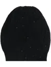 Brunello Cucinelli Cashmere And Silk Diamond Yarn Knit Beanie Accessories In Black