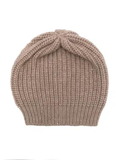 Brunello Cucinelli Sequin-embellished Ribbed-knit Beanie In Brown